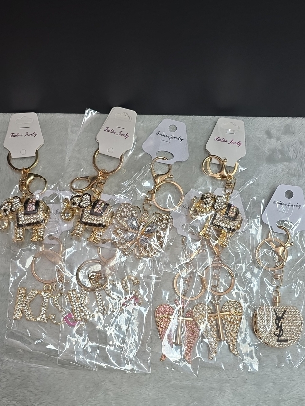 Fashion Jewelry Gold-Tone Crystal Charm Keychain with Multicolor Gem Accents - Picture 13 of 16